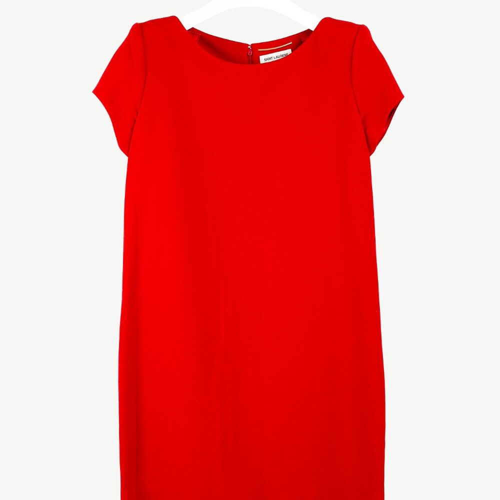 Saint Laurent AW/13 Red Cap-Sleeve Classic Tube Mini Dress